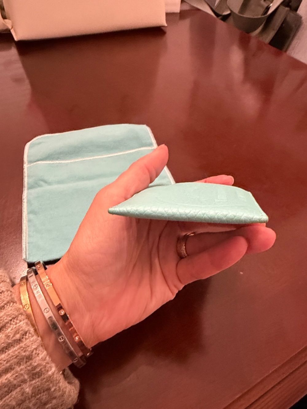 Tiffany & Co. Tiffany Blue Leather Card Wallet with Dust Pouch - Picture 10 of 11